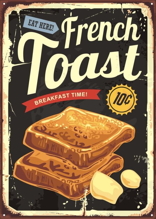 Fototapete Retro-Teller mit French Toast