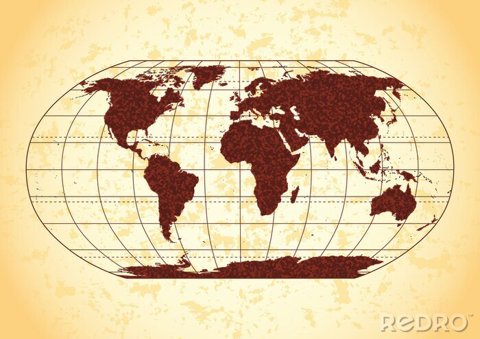 Fototapete Retro Weltkarte mit Grunge hintergrund