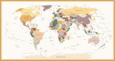Fototapete Retro-Weltkarte mit Rahmen