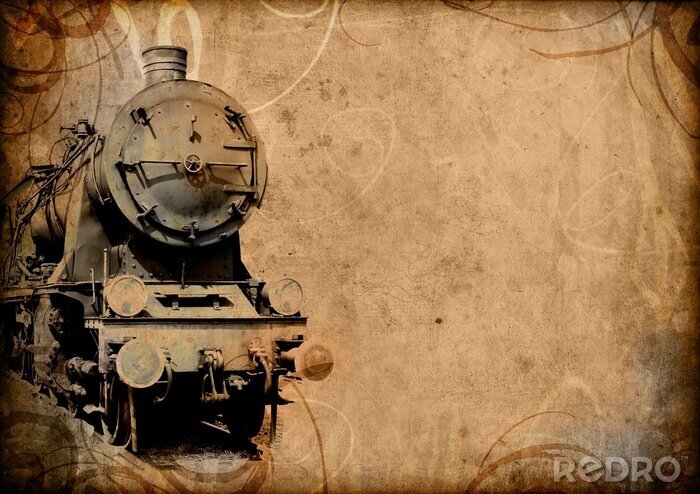 Fototapete Retro-Zug auf einem gealterten Hintergrund