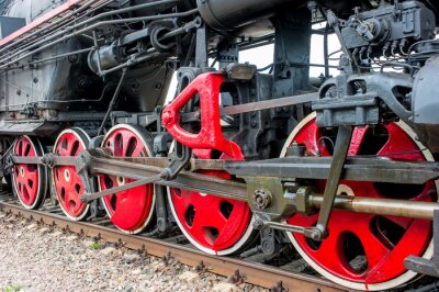 Fototapete Retro-Zug mit roten Rädern