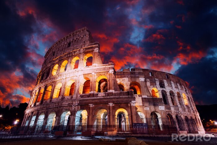 Fototapete Rom mit beleuchteten Colosseum