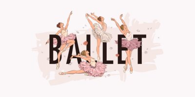 Fototapete Rosa Ballerina-Tänzer auf hellem Hintergrund