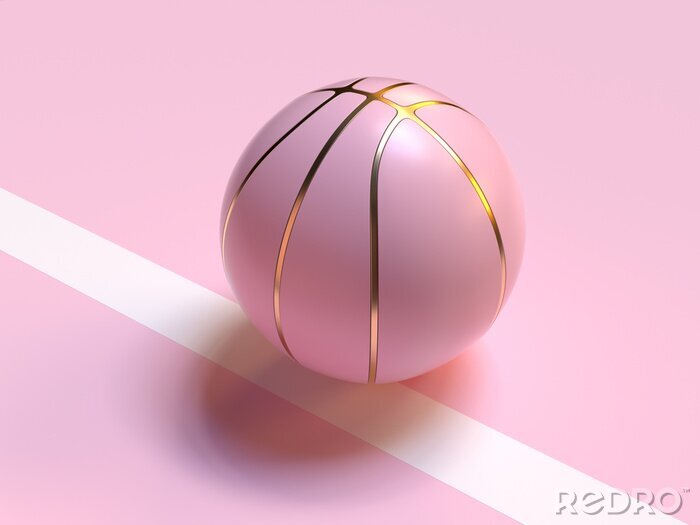 Fototapete Rosa Basketball auf pastellfarbenem Hintergrund