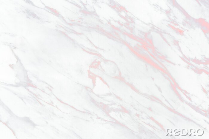 Fototapete Rosa Blitze auf weißem Marmor