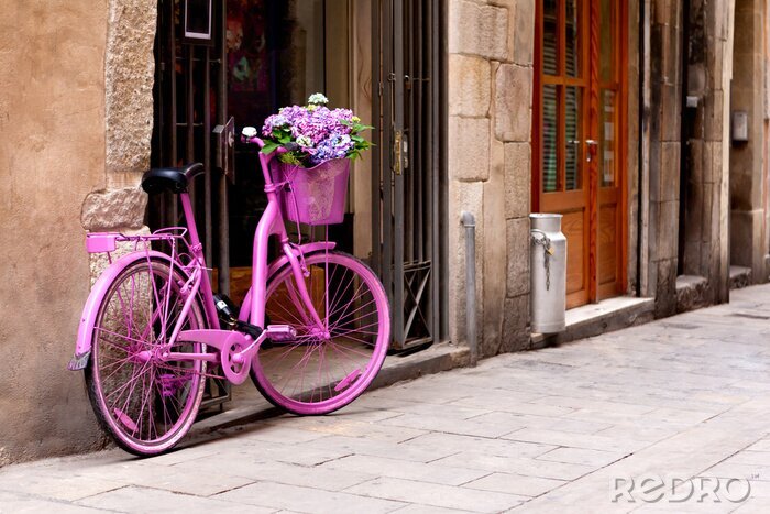 Fototapete Rosa Fahrrad für Damen