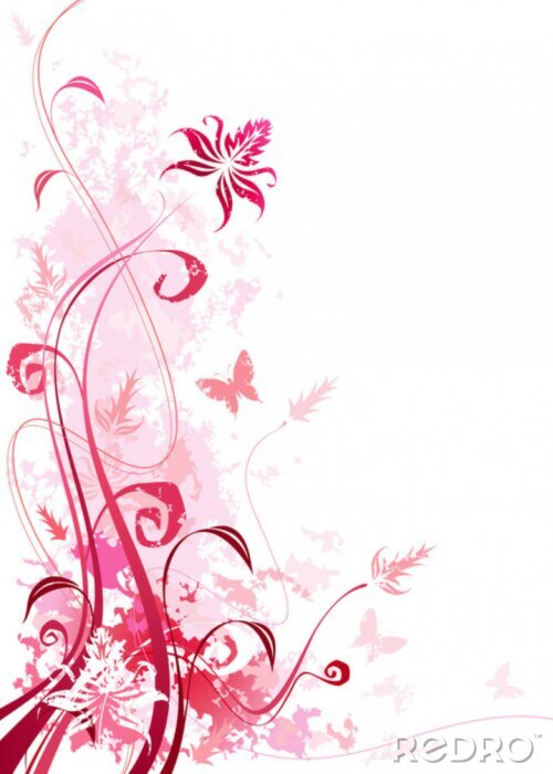Fototapete Rosa Farbe floral, Vektor-Illustration Schichten -Datei.