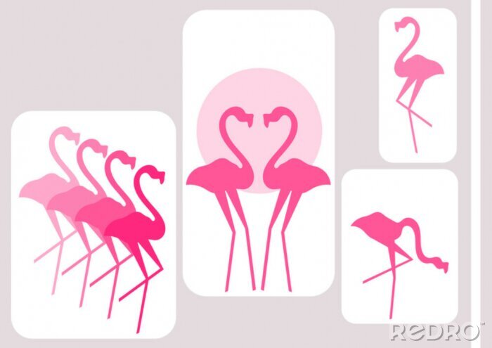 Fototapete rosa Flamingos Design-Elemente