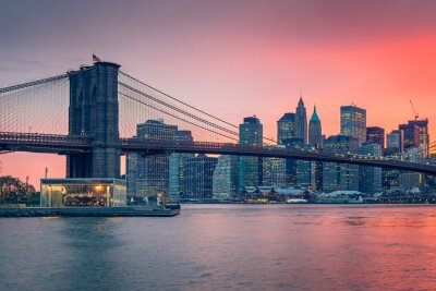 Fototapete Rosa Himmel über Manhattan