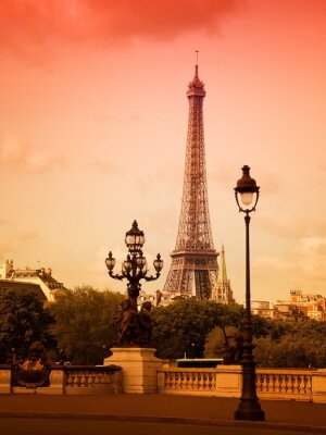Fototapete Rosa Himmel über Paris