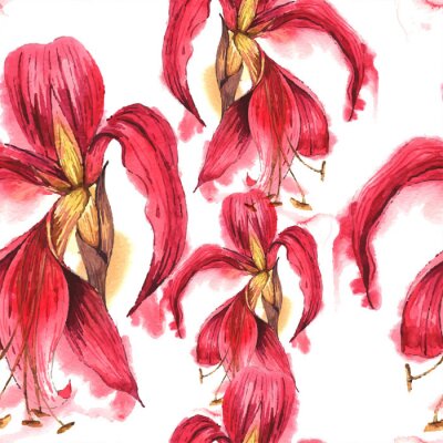 Tapete Rosa Orchideen in Aquarell-Version