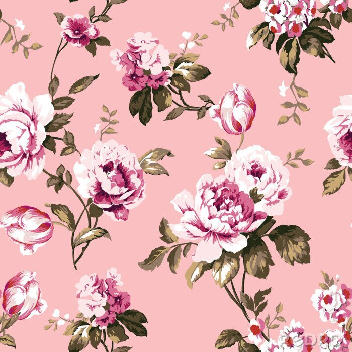 Fototapete Rosa schäbige schicke Rosen auf einem rosa Hintergrund
