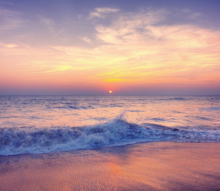 Fototapete Rosa Sonnenuntergang am Meer