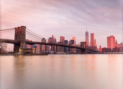Fototapete Rosa Sonnenuntergang über Manhattan