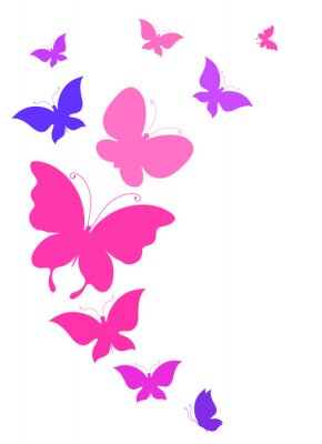 Fototapete Rosa und lila Schmetterlinge