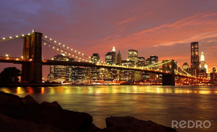 Fototapete Rosa Wolken über New York City