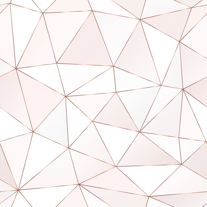 Fototapete Rose gold polygonal seamless pattern with triangle tiles.