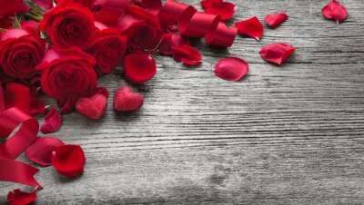 Fototapete Rosen auf Holzbrett