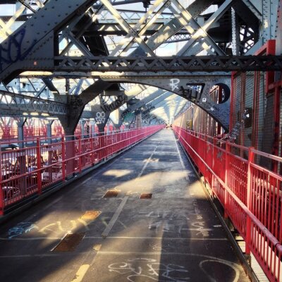 Fototapete Rot-schwarze Stahlbrücke