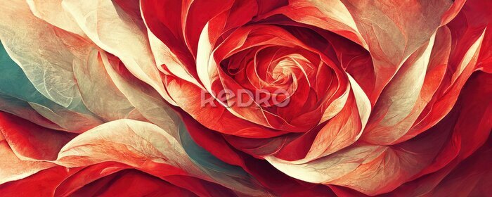Fototapete Rote Blütenblätter einer abstrakten Rose