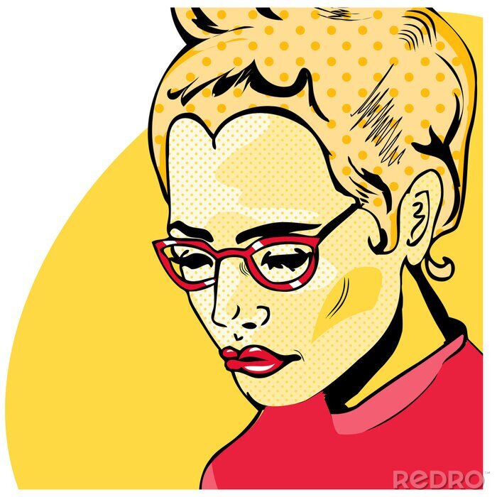 Fototapete Rote Brille Pop Art