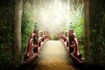 Fototapete Rote Brücke im japanischen Stil
