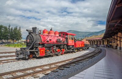 Fototapete Rote Lokomotive Retro-Zug