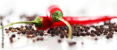 Fototapete Rote Paprikaschoten und Pfeffer