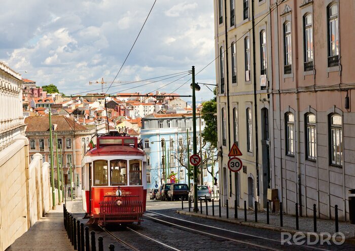 Fototapete Rote Straßenbahn aus Lissabon