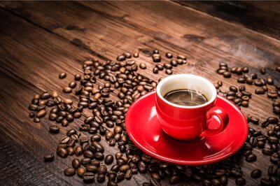 Fototapete Rote Tasse mit Kaffee