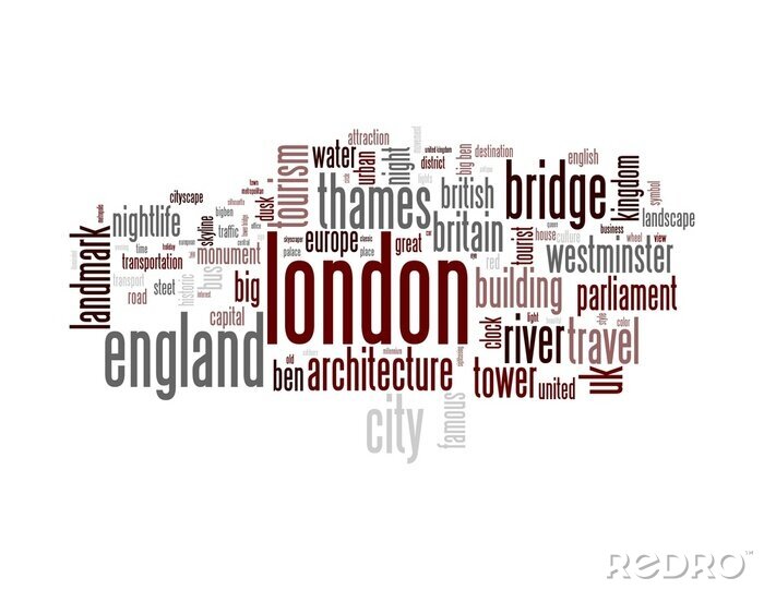 Fototapete Rote Typographie mit Bezug auf London