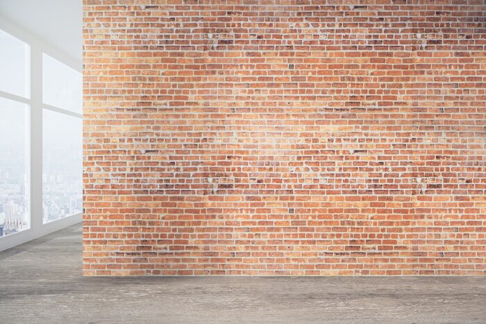 Fototapete Roter Backstein in einem leeren Innenraum