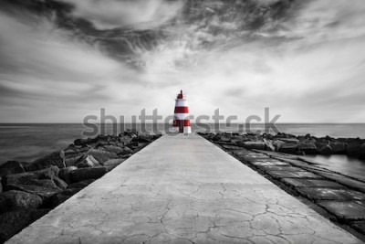 Fototapete Roter Leuchtturm 3D Effekt