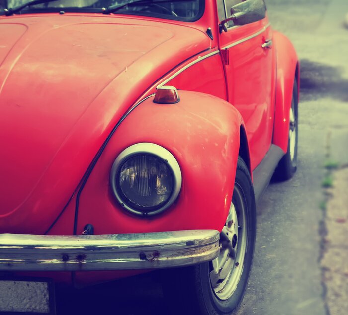 Fototapete Rotes Auto von der Nahaufnahme