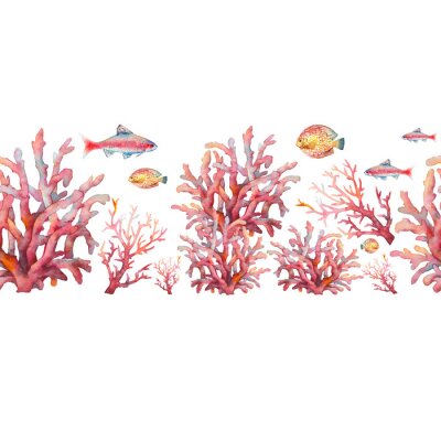 Fototapete Rotes Korallenriff und Fische