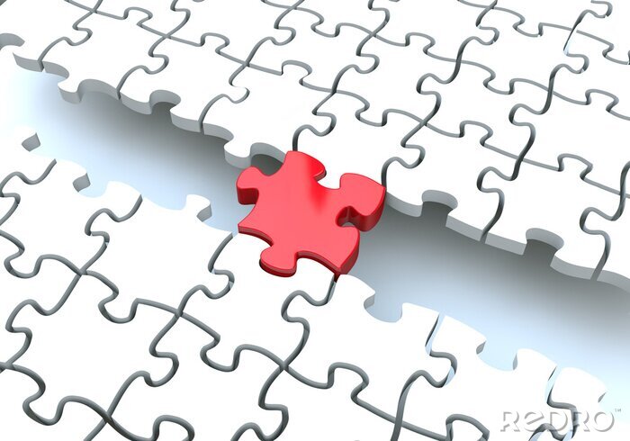 Fototapete Rotes Puzzle 3D