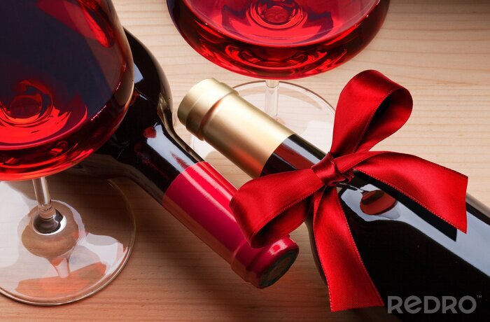 Fototapete Rotwein mit Gläsern