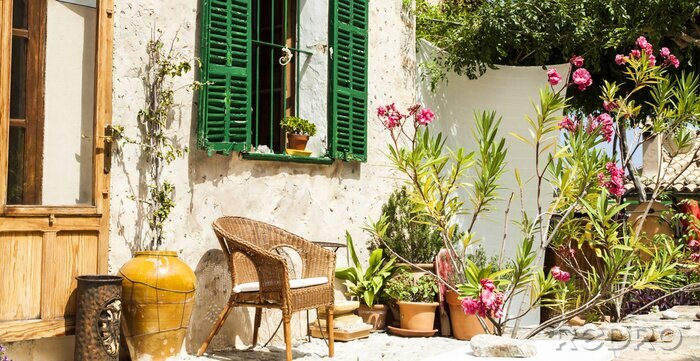 Fototapete Ruhige Ecke beim Steinhaus