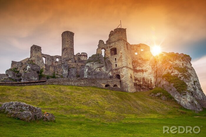 Fototapete Ruinen von Schloss in Ogrodzieniec