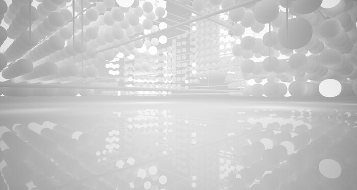 Fototapete Saal mit weißen Kugeln