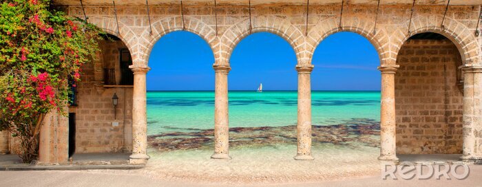 Fototapete Säulen am azurblauen Meer