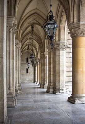 Fototapete Säulen im Rathaus gotischer Stil