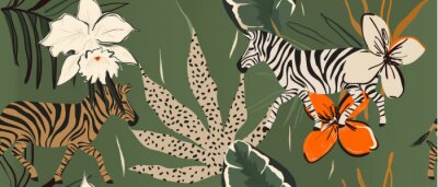 Fototapete Safari-Tiere Collage im modernen Stil