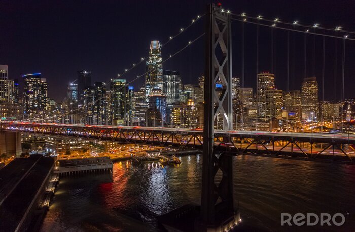 Fototapete San Francisco bei Nacht in Lichtern