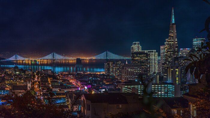 Fototapete San Francisco Nacht-Panorama