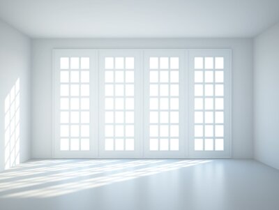 Fototapete Sauberer innenraum mit großen fenstern