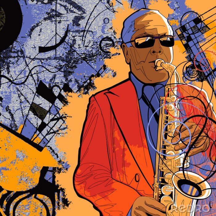 Fototapete Saxophonist und seine Musik