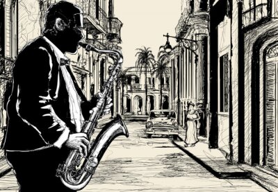 Fototapete Saxophonmusik in Kuba