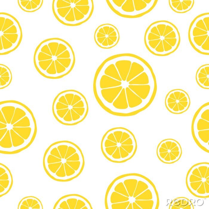 Fototapete Scheiben gelber Zitronen auf weißem Hintergrund