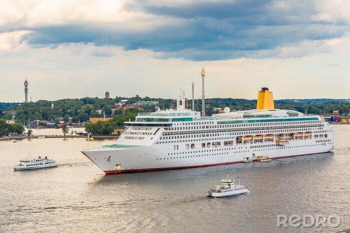 Fototapete Schiff im Hafen von Stockholm